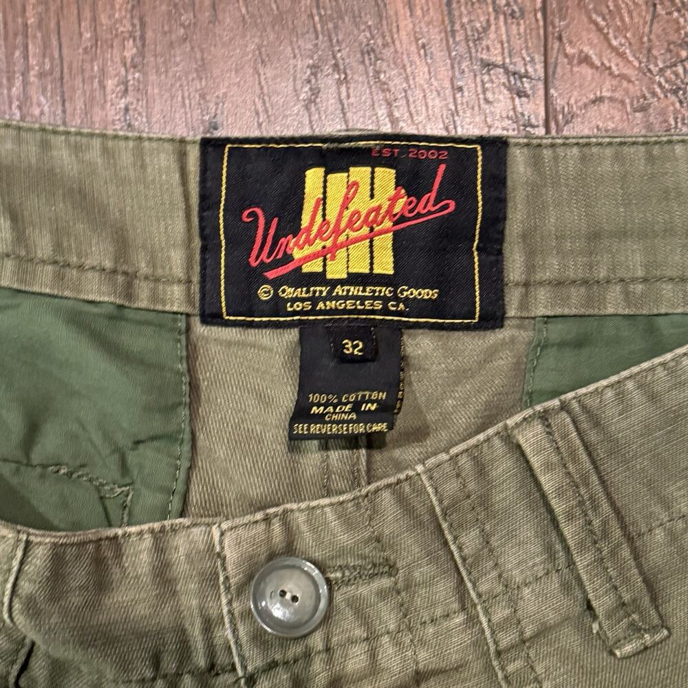 Vintage Undefeated Pants Army Military Chino Green Pants Crazy Fade Size 32 - Picture 4 of 10